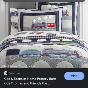 Pottery barn kids Thomas the tank engine pillow and comforter
